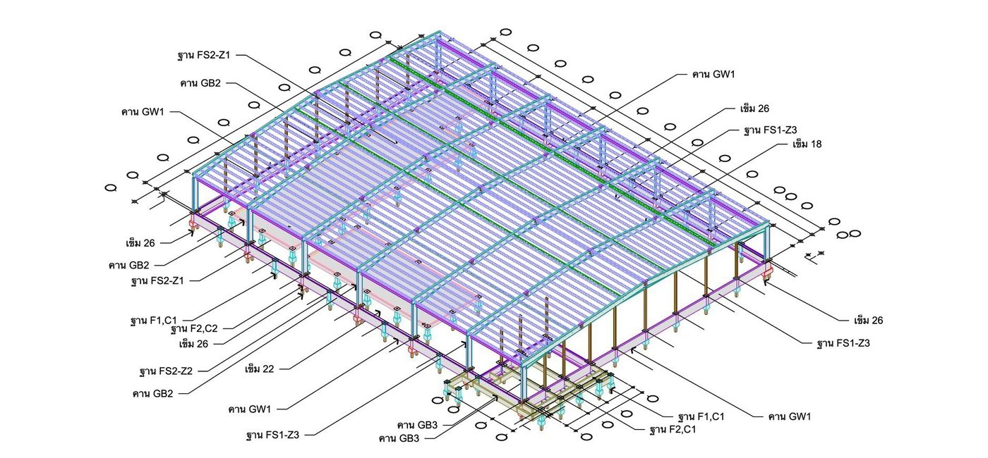 แบบจำลองโครงสร้าง 3D สำหรับคำนวณและวางแผนงานติดตั้ง | ผลงานห้องเย็นโดย บริษัท ไทยคาเมล ดีเวลลอปเม้นท์ 2018 จำกัด